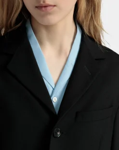 Einreihige Jacke Aus Wolle In Schwarz