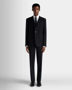 Einreihiger Blazer Aus Wolle In Navy Blue Aus Der Adrien Brody Travel-Kollektion