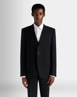 Einreihiger Blazer Aus Wolle In Navy Blue Aus Der Adrien Brody Travel-Kollektion