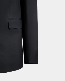 Einreihiger Blazer Aus Wolle In Navy Blue Aus Der Adrien Brody Travel-Kollektion