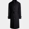 Einreihiger Mantel Aus Einer Wollmischung In Navy Blue
