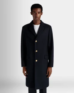 Einreihiger Mantel Aus Einer Wollmischung In Navy Blue Aus Der Adrien Brody Travel-Kollektion
