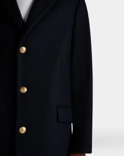 Einreihiger Mantel Aus Einer Wollmischung In Navy Blue Aus Der Adrien Brody Travel-Kollektion
