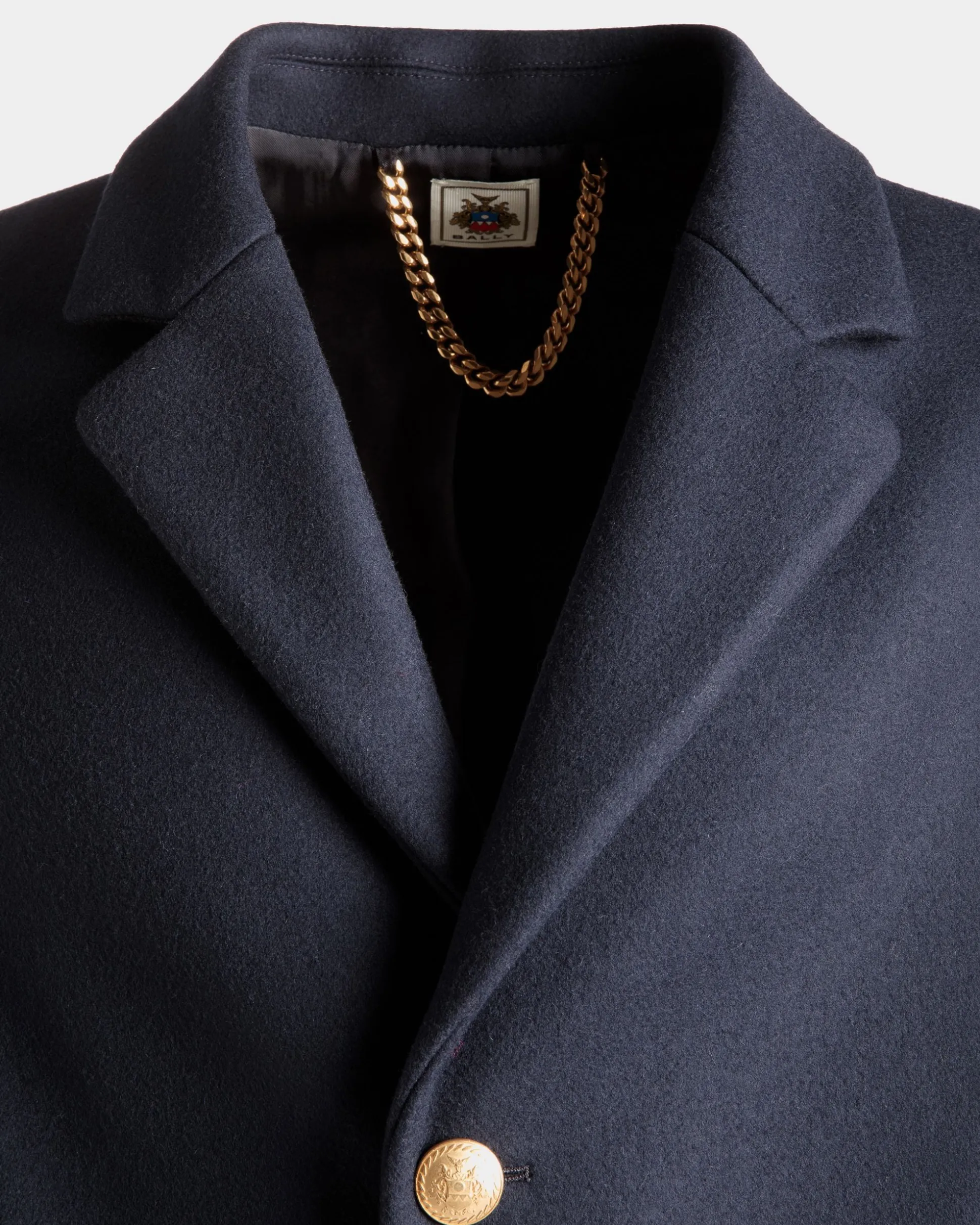Einreihiger Mantel Aus Einer Wollmischung In Navy Blue Aus Der Adrien Brody Travel-Kollektion
