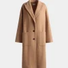 Einreihiger Mantel Aus Kaschmir-Woll-Mix In Camel