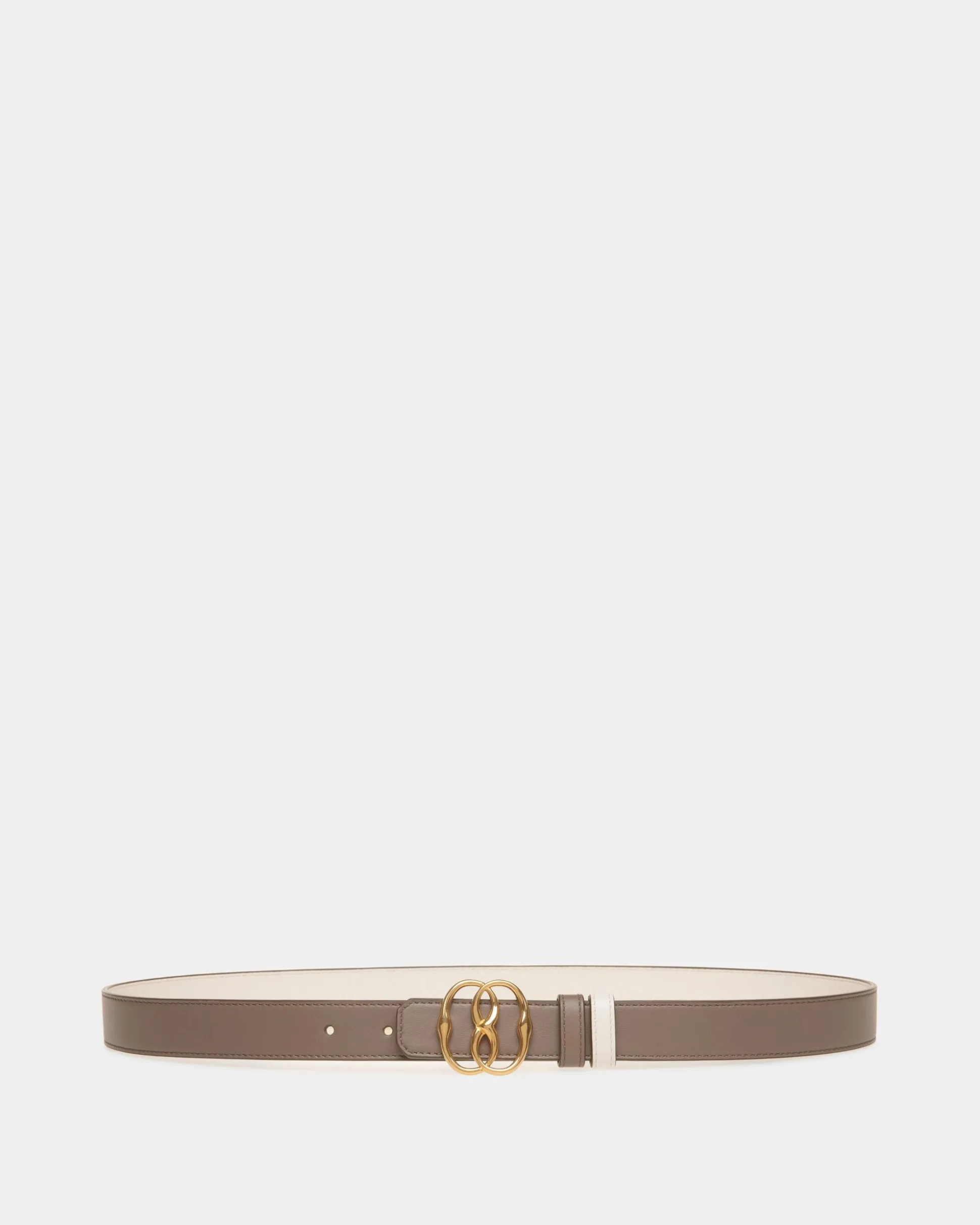 Emblem 25 mm Verstellbarer Wendegürtel Aus Leder In Beige