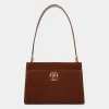 Emblem Schultertasche Aus Veloursleder In Braun