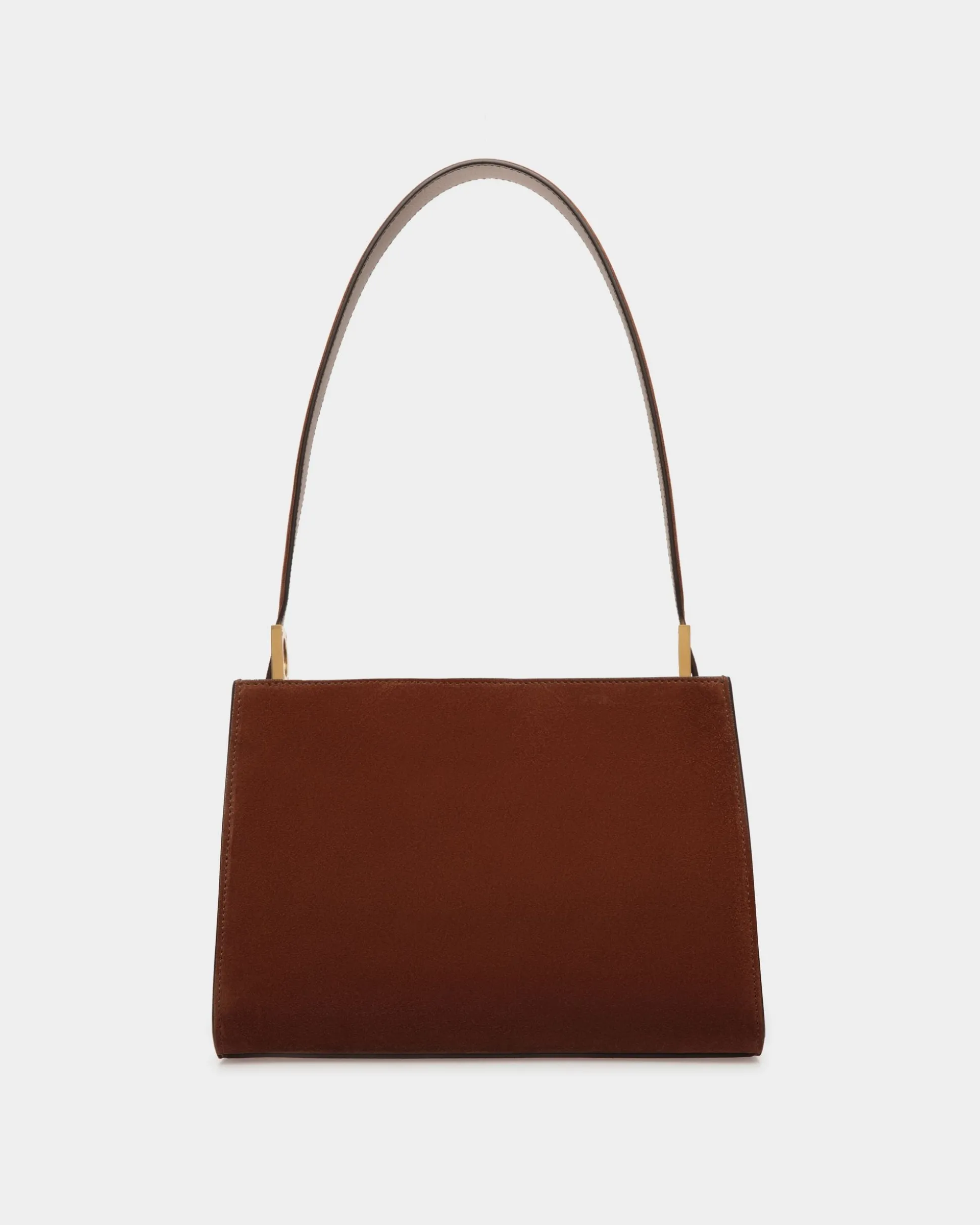 Emblem Schultertasche Aus Veloursleder In Braun