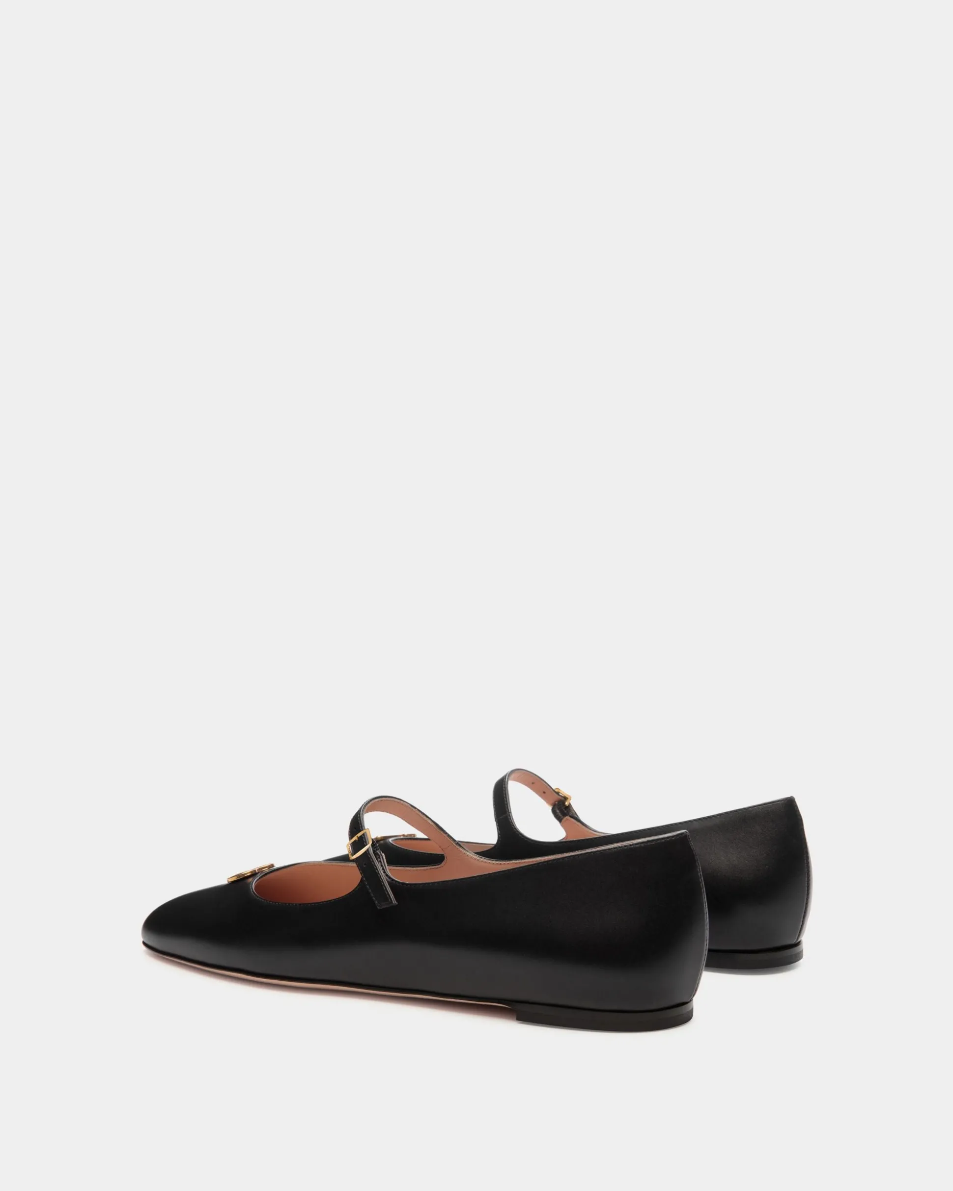Flache Mary-Janes Ballyrina Aus Schwarzem Leder