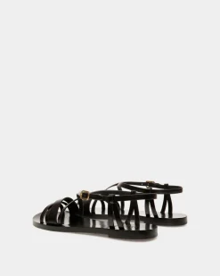 Flache Sandale Salis Aus Leder In Schwarz