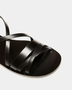 Flache Sandale Salis Aus Leder In Schwarz