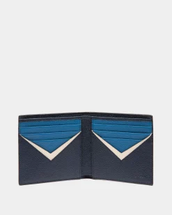 Flag Zweiteilige Geldbörse Aus Blauem Leder