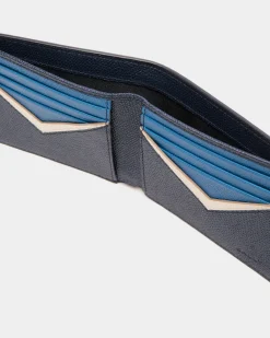 Flag Zweiteilige Geldbörse Aus Blauem Leder