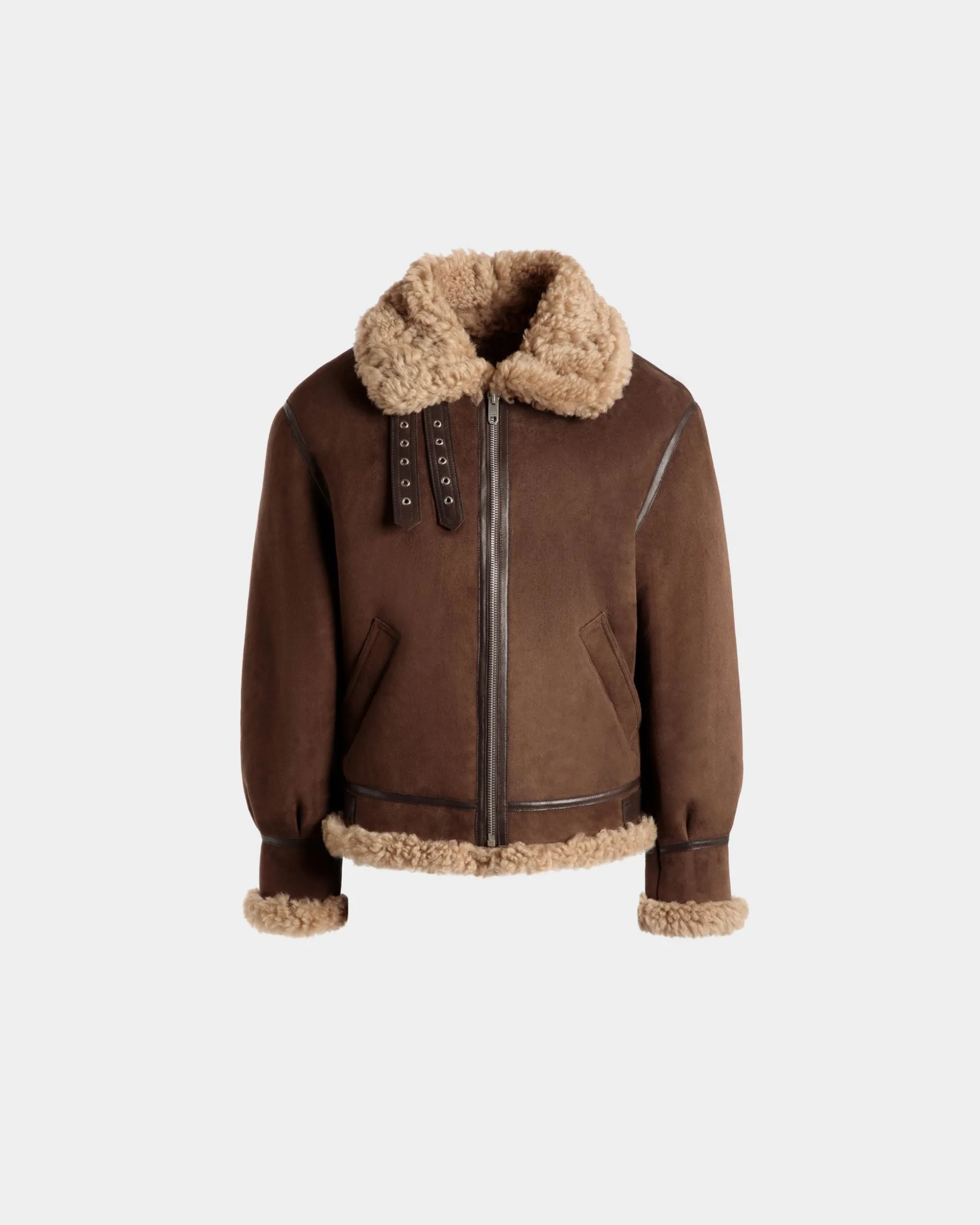 Fliegerjacke Aus Lammfell In Braun Und Beige