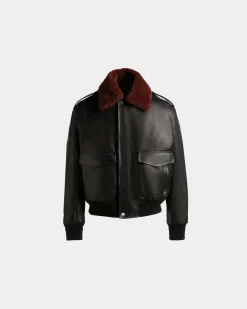 Fliegerjacke Aus Leder In Schwarz
