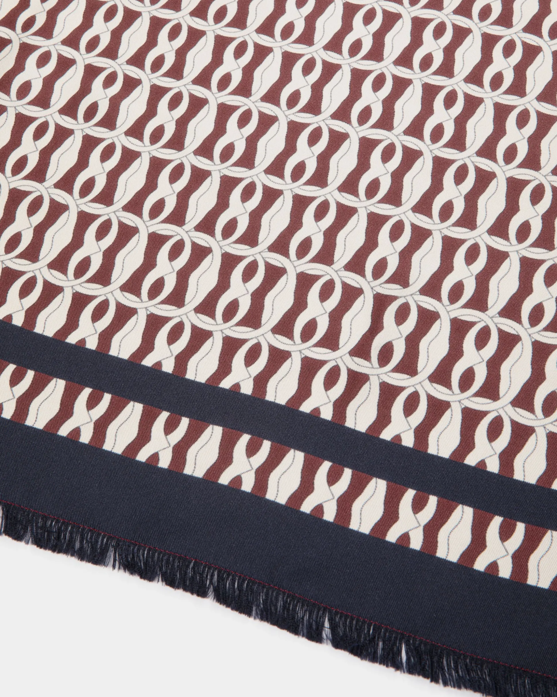 Foulard Aus Seide In Navy Blue Mit Emblem-Print