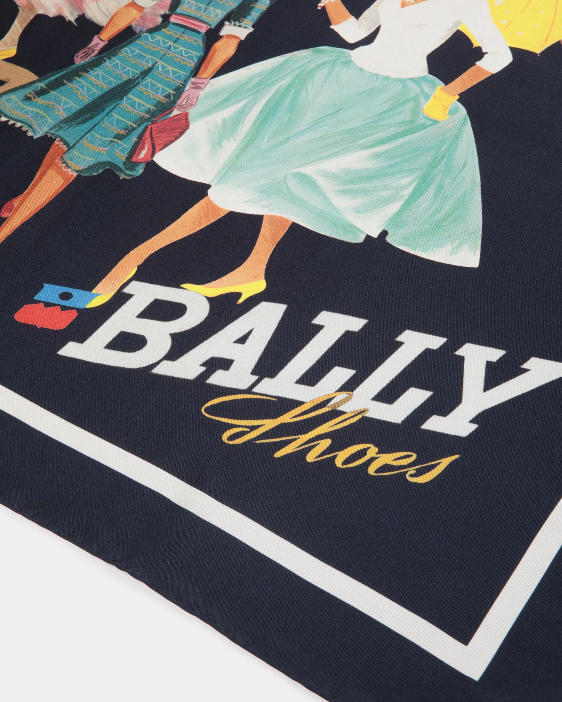 Foulard Aus Seide In Navy Blue Mit Bally Ladies-Print