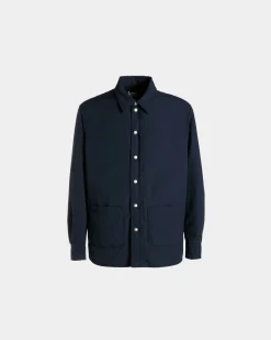 Gefütterte Hemdjacke Aus Nylon In Navy Blue