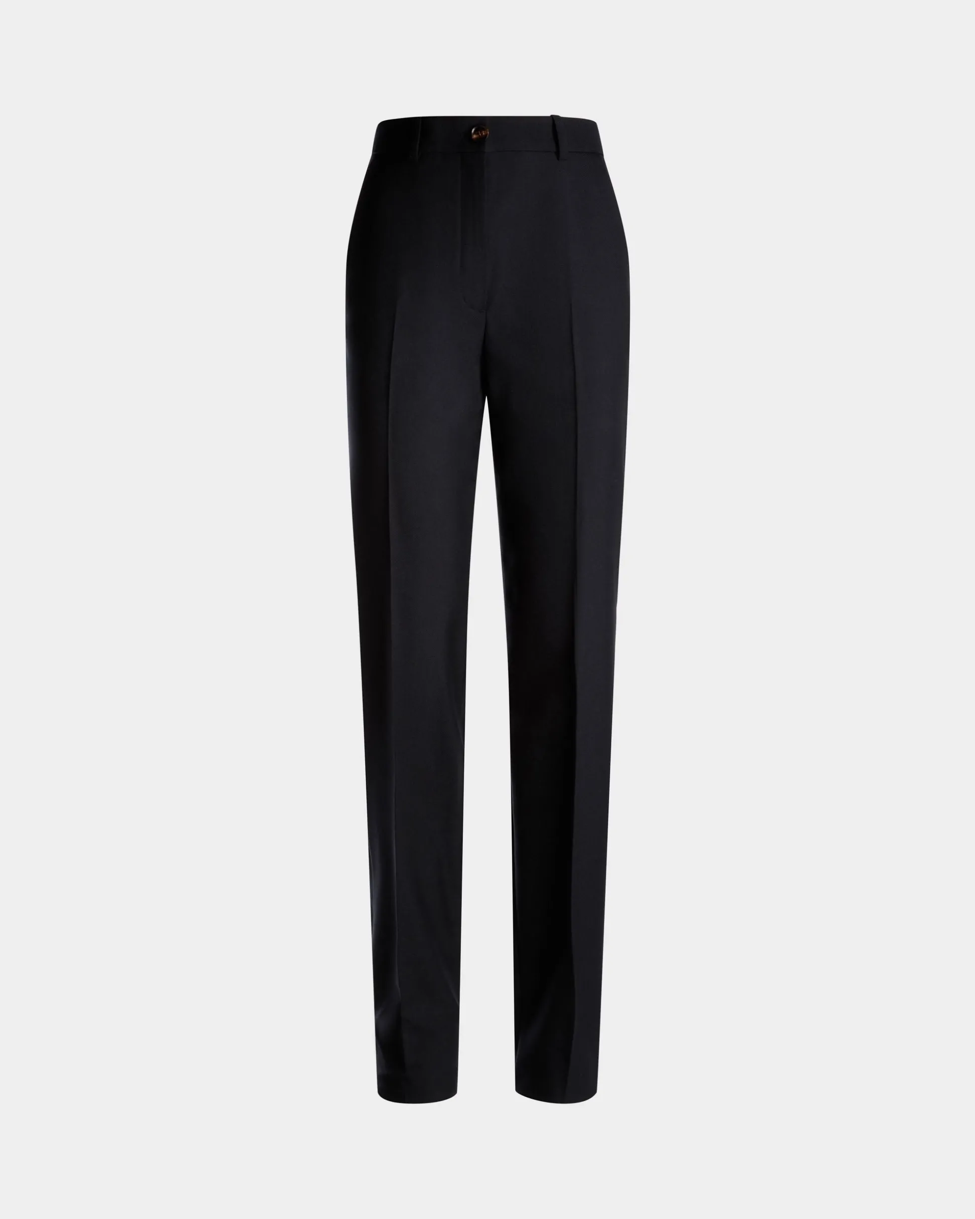 Gerade Geschnittene Hose Aus Einer Wollmischung In Navy Blue