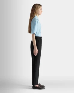 Gerade Geschnittene Hose Aus Wolle In Schwarz