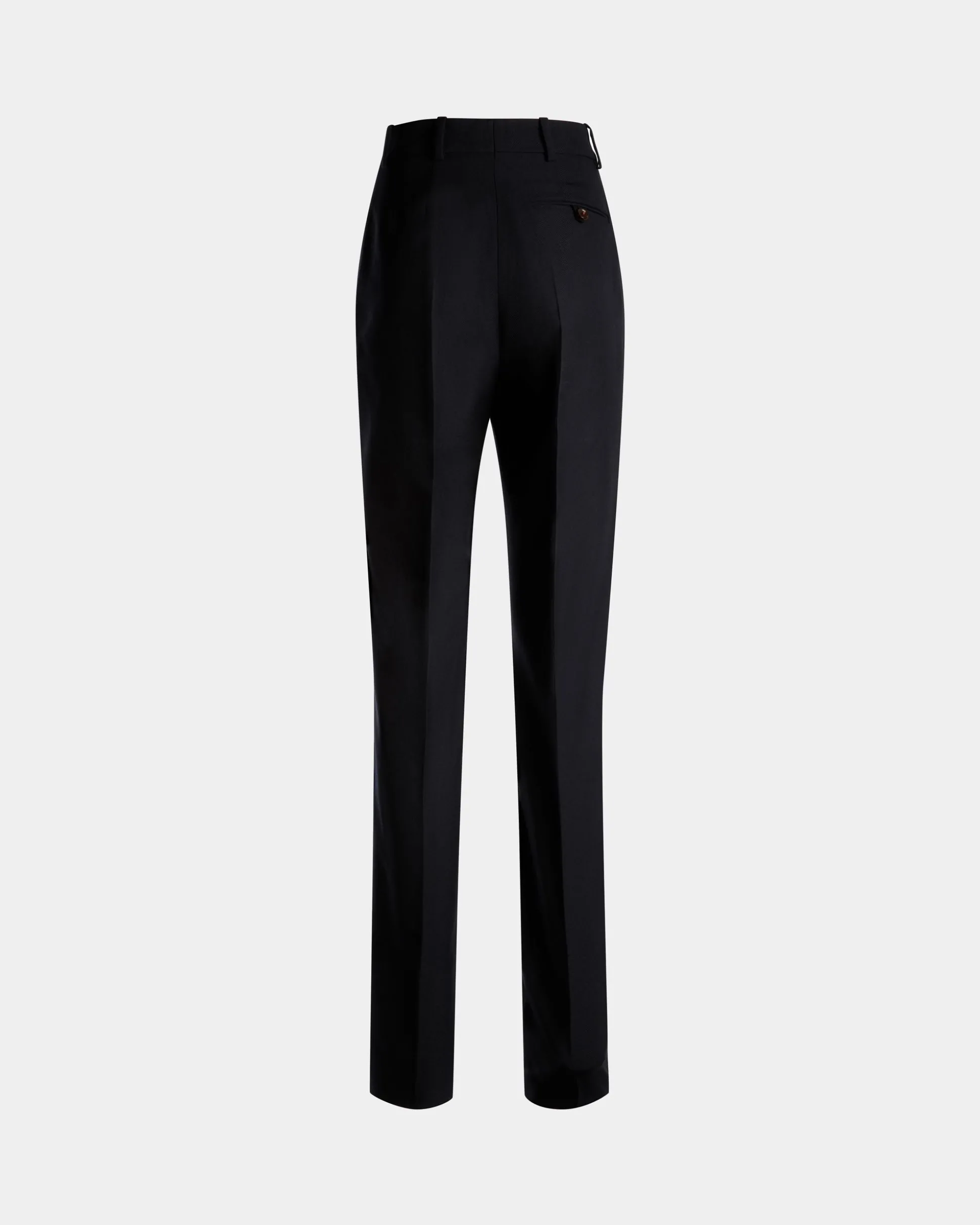 Gerade Geschnittene Hose Aus Einer Wollmischung In Navy Blue