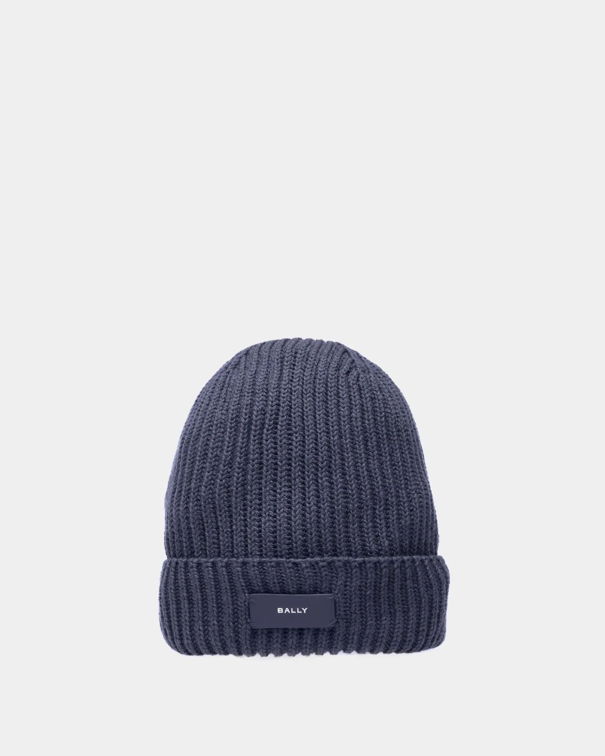Gerippte Beanie-Mütze Aus Wolle In Mitternachtsblau