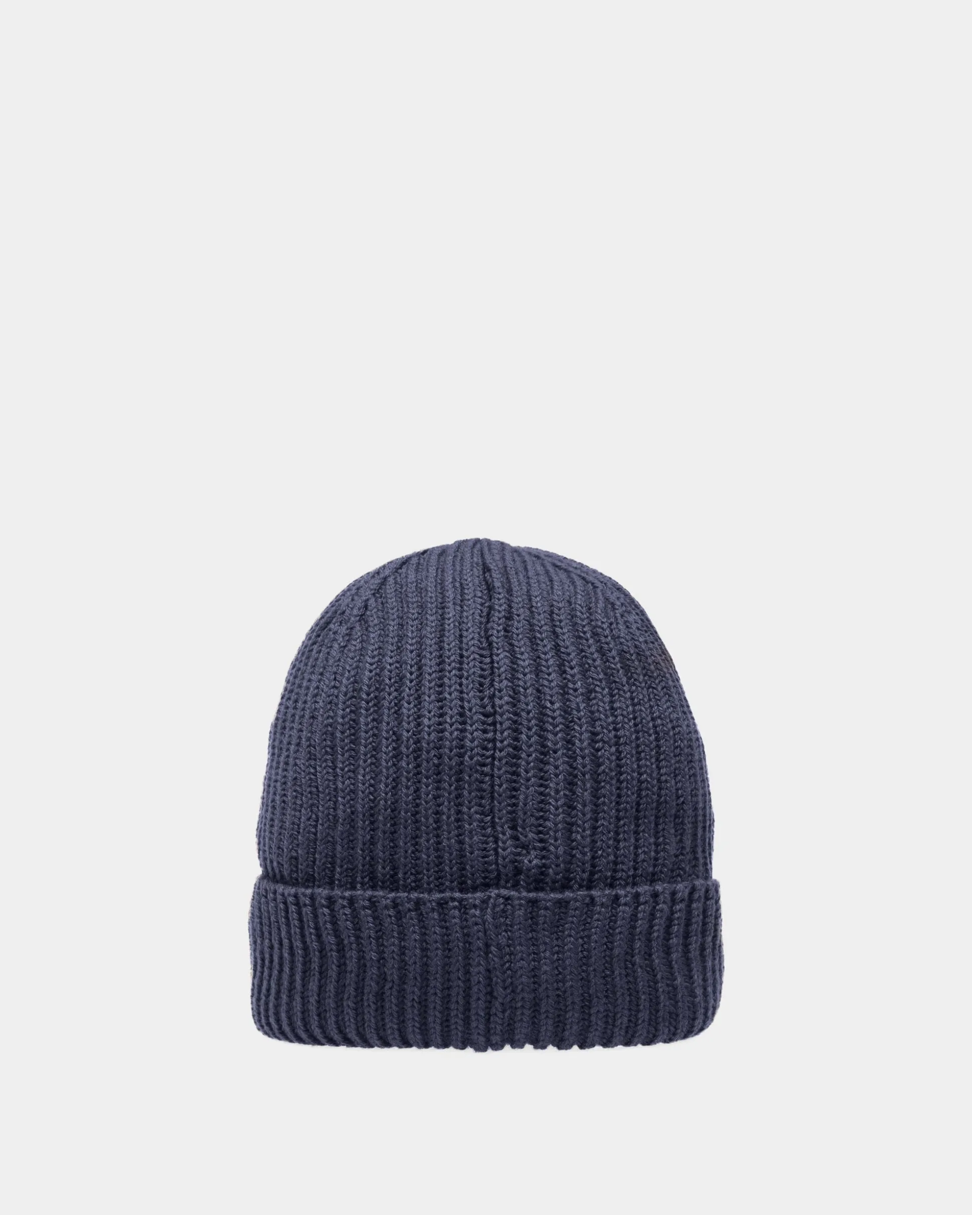 Gerippte Beanie-Mütze Aus Wolle In Mitternachtsblau