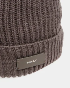 Gerippte Beanie-Mütze Aus Wolle In Dark Mineral