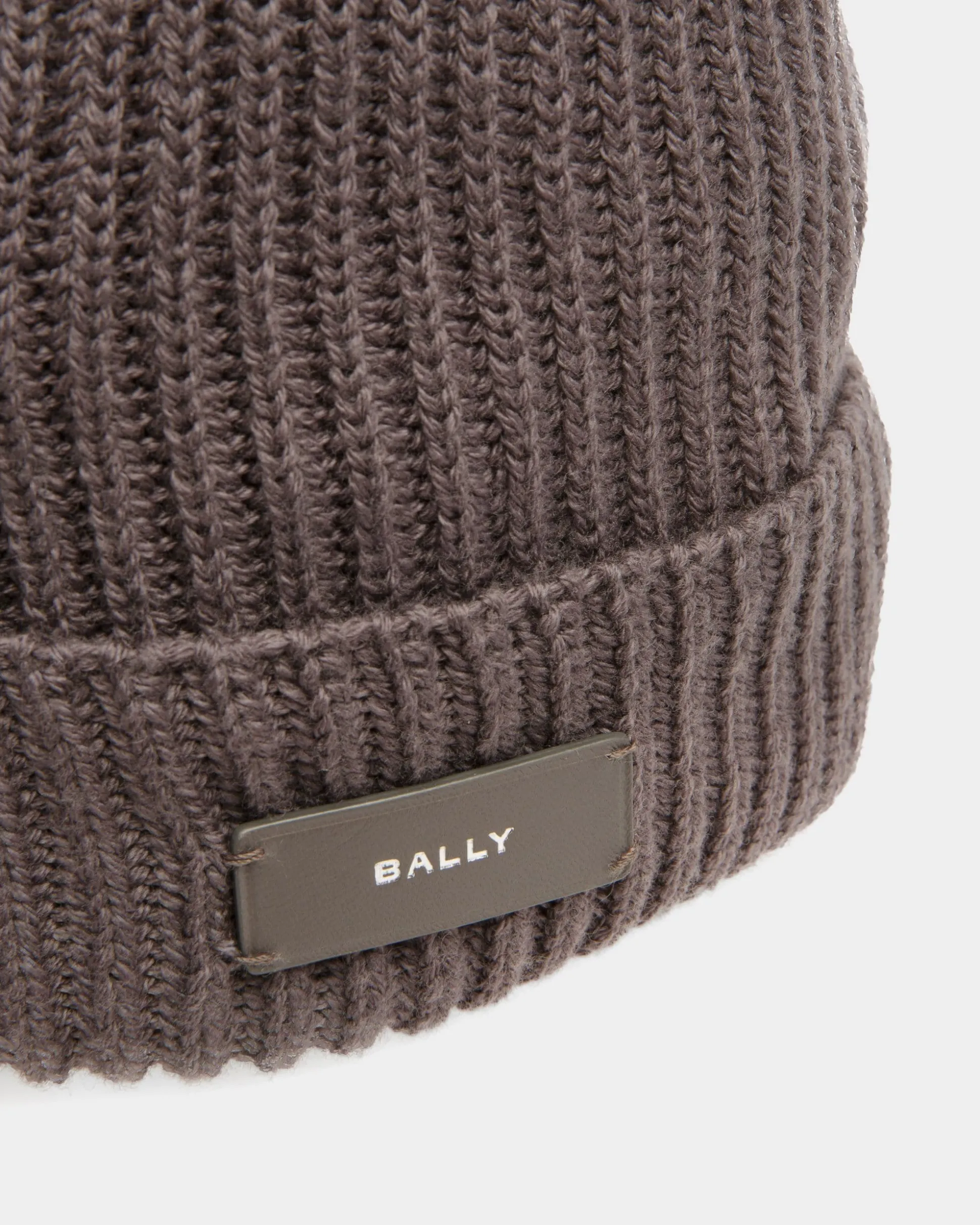 Gerippte Beanie-Mütze Aus Wolle In Dark Mineral
