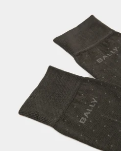 Gerippte Logo-Socken Aus grauem Baumwollgemisch