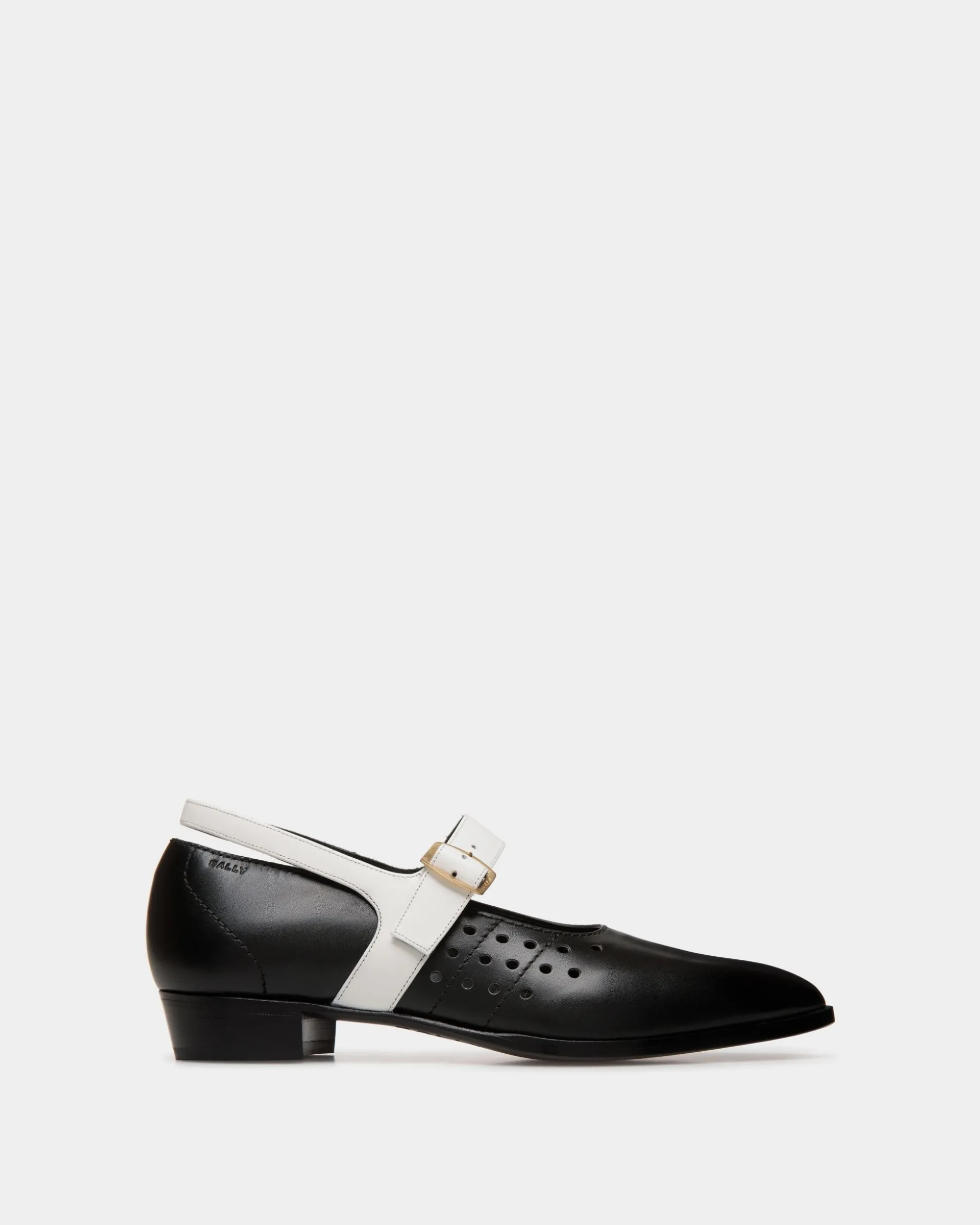 Glendale Mary-Jane In Black and White Leather