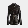 Gürteljacke Aus Leder In Schwarz