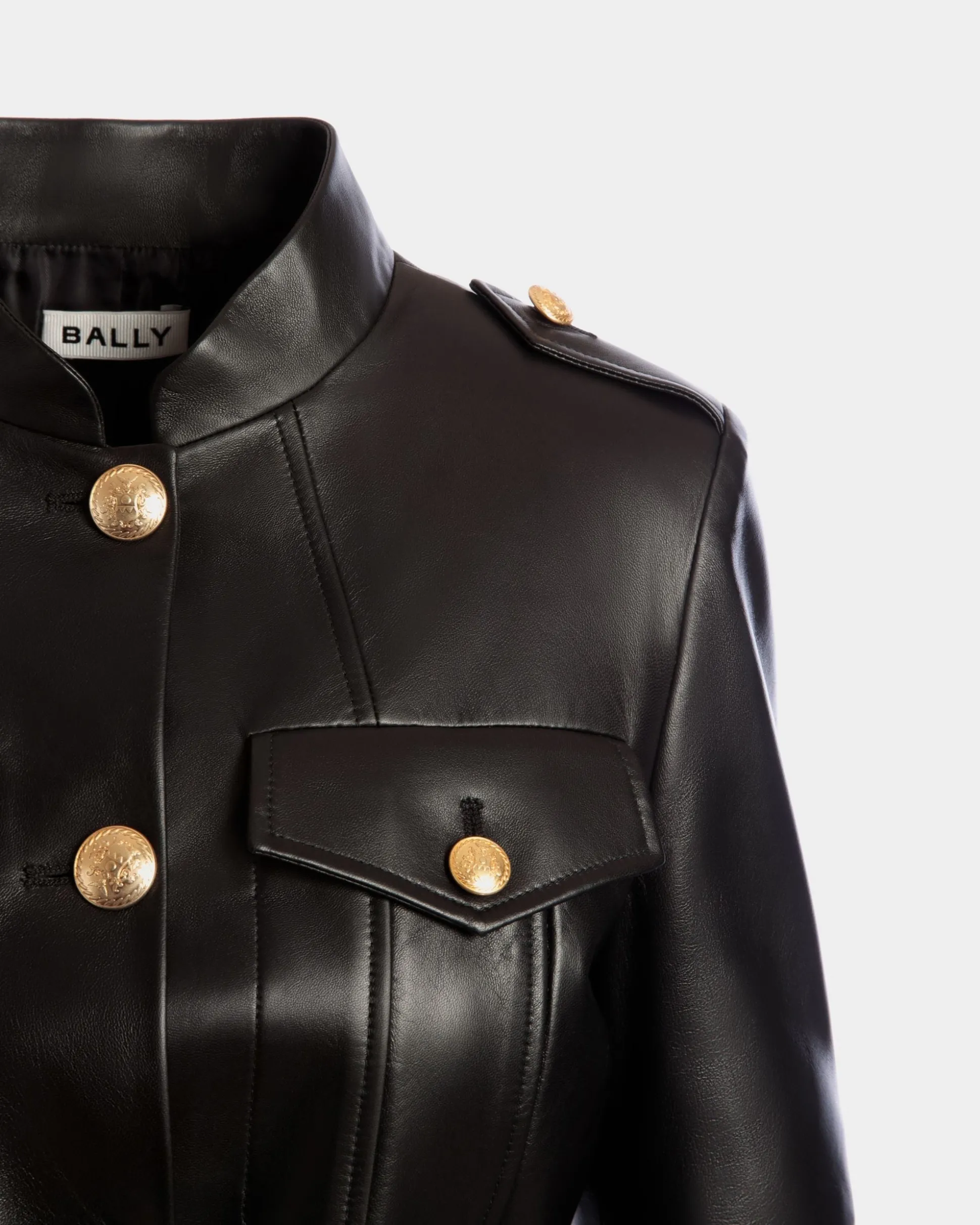 Gürteljacke Aus Leder In Schwarz