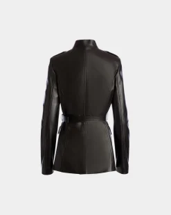Gürteljacke Aus Leder In Schwarz