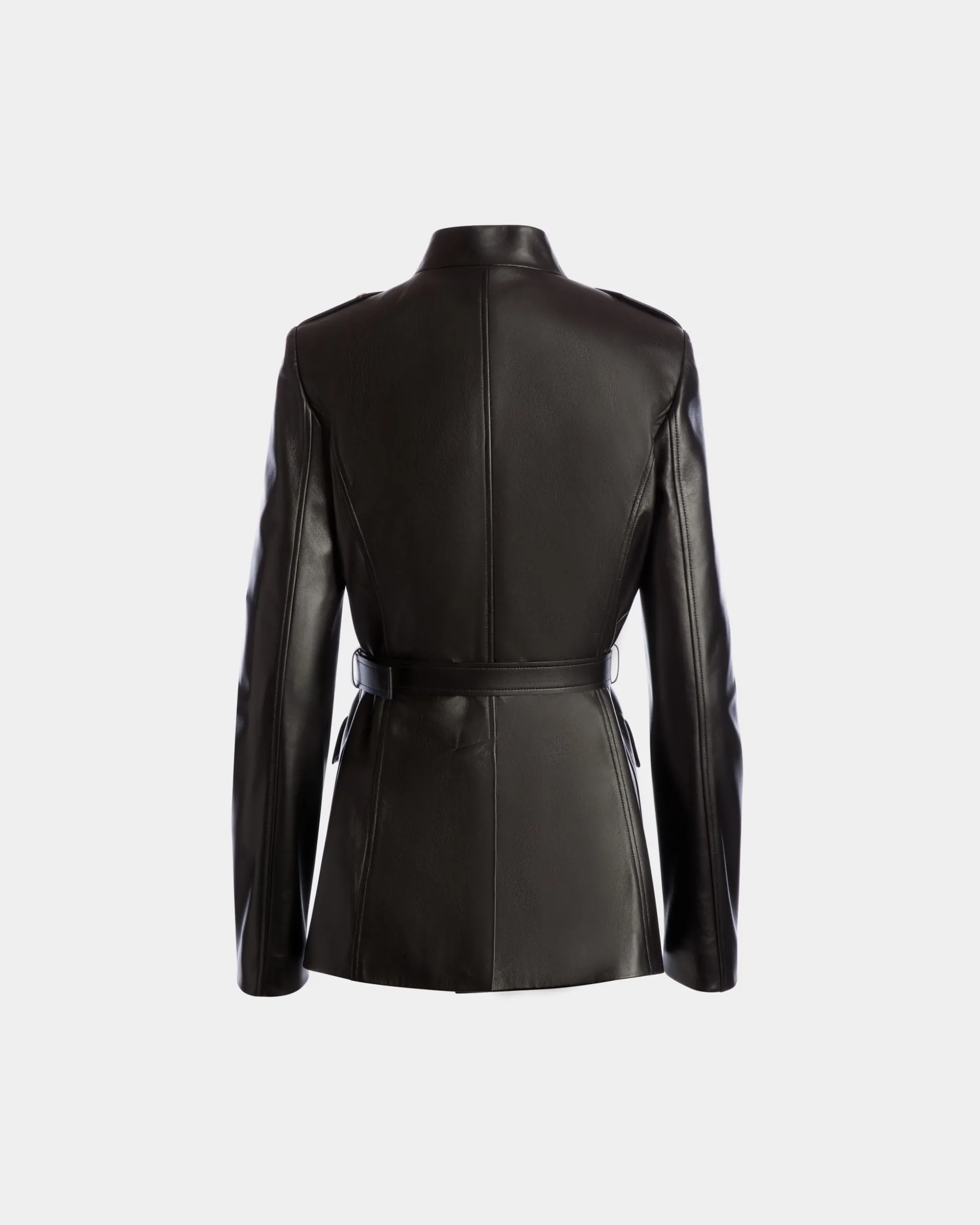 Gürteljacke Aus Leder In Schwarz