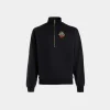 Half-Zip-Sweatshirt Aus Baumwolle In Navy Blue Mit Bally Crest Logo