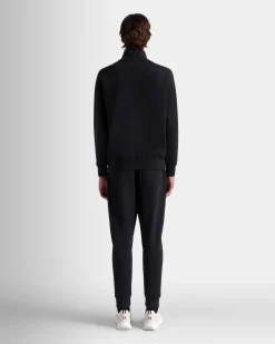 Half-Zip-Sweatshirt Aus Baumwolle In Navy Blue Mit Bally Crest Logo