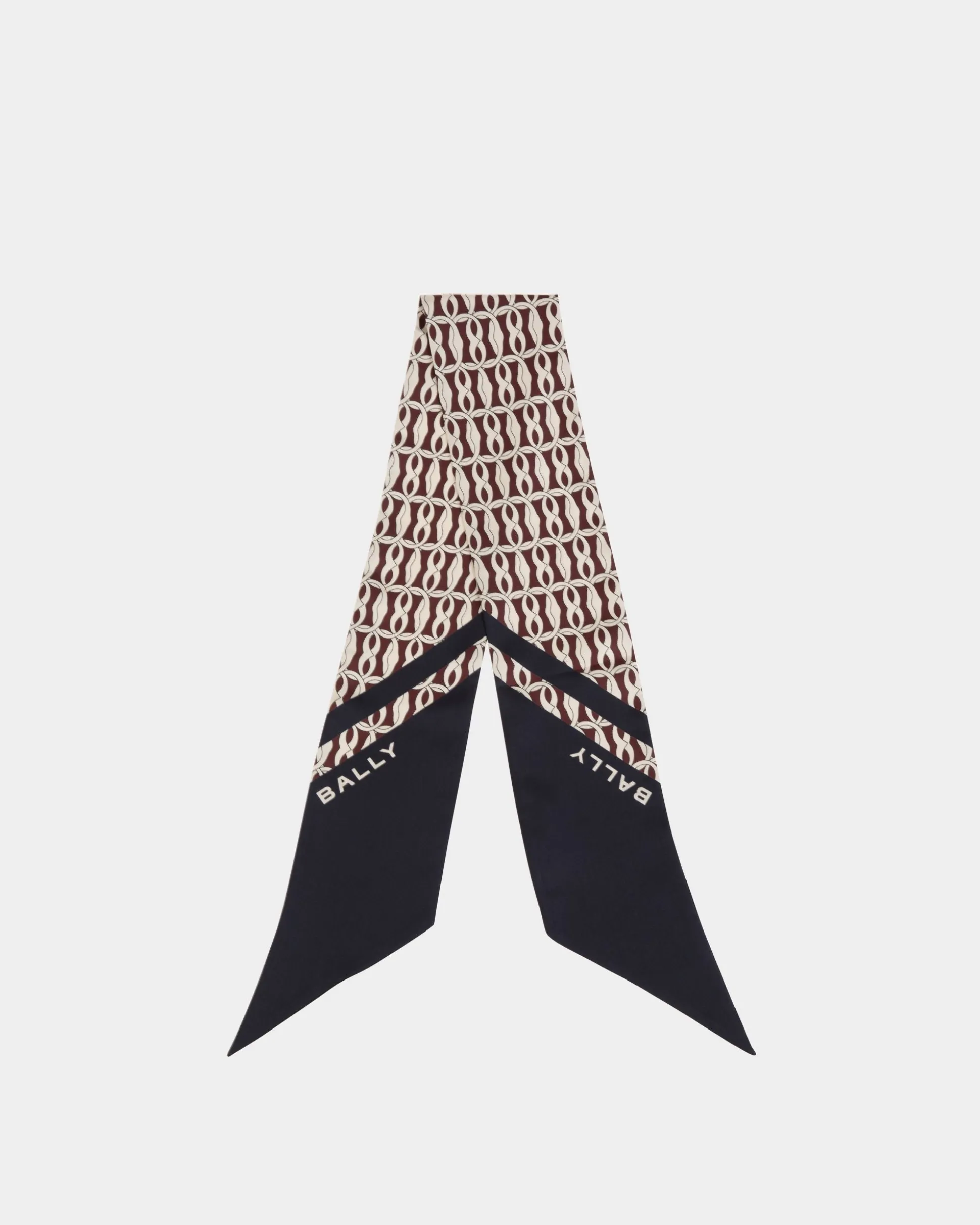 Halstuch Aus Seide In Navy Blue Mit Emblem-Print