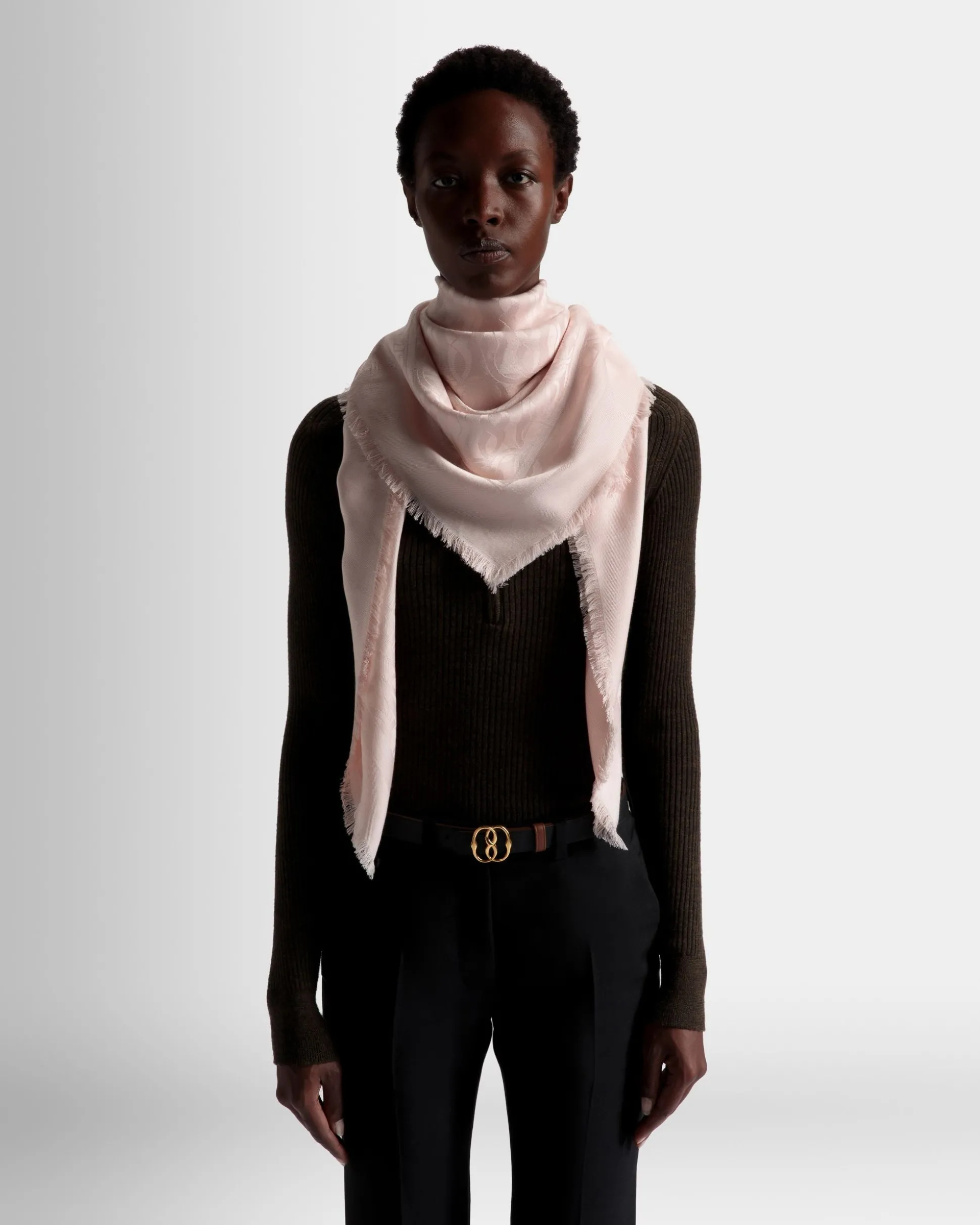 Halstuch mit Emblem-Print Aus Seide in Dusty Petal