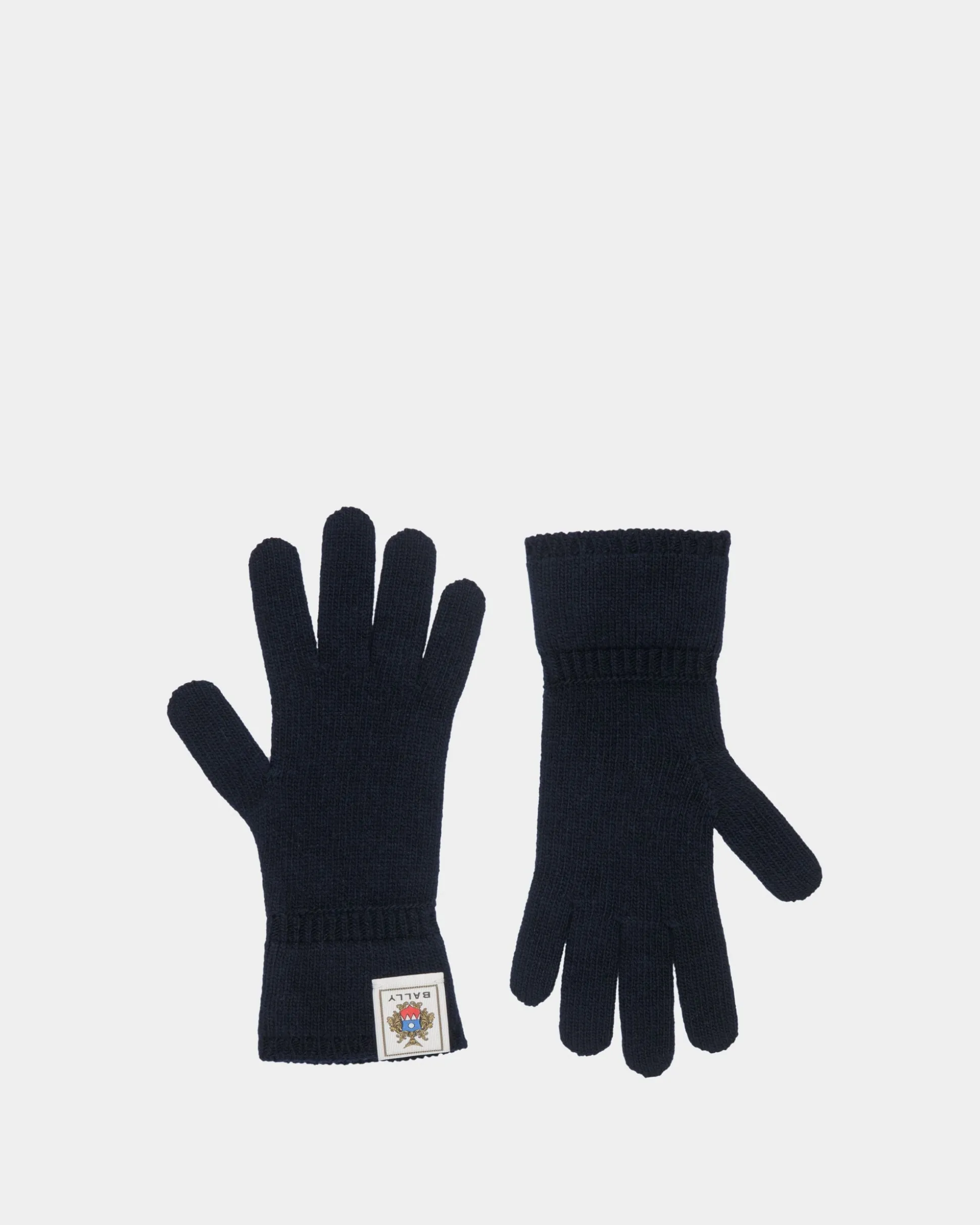 Handschuhe Aus Wolle In Navy Blue Mit Bally Crest Logo
