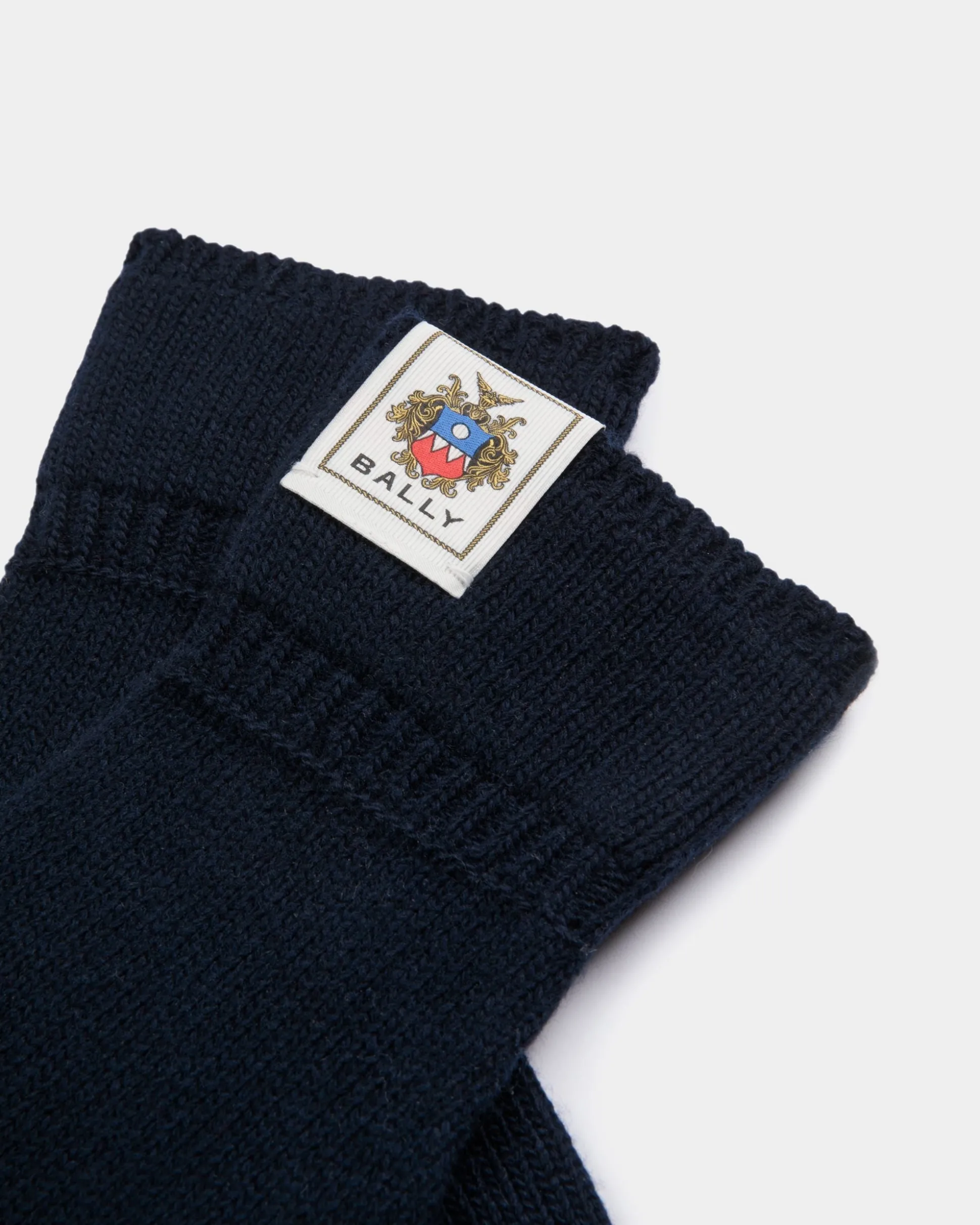 Handschuhe Aus Wolle In Navy Blue Mit Bally Crest Logo