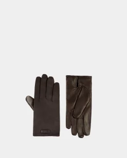 Handschuhe Mit Logo Aus Kaschmir Und Leder In Ebenholzschwarz