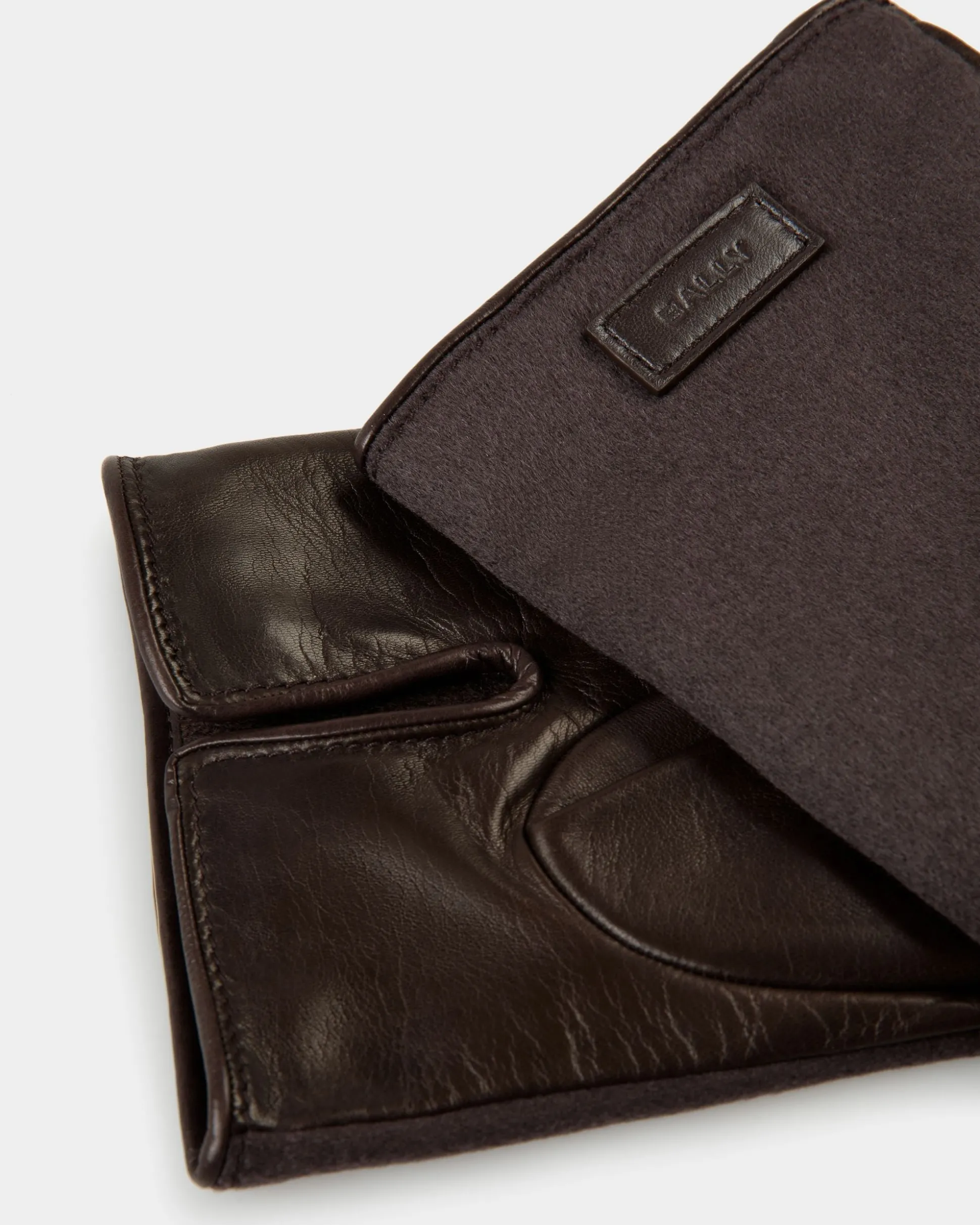 Handschuhe Mit Logo Aus Kaschmir Und Leder In Ebenholzschwarz