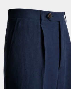 Hose Aus Leinen In Navy Blue