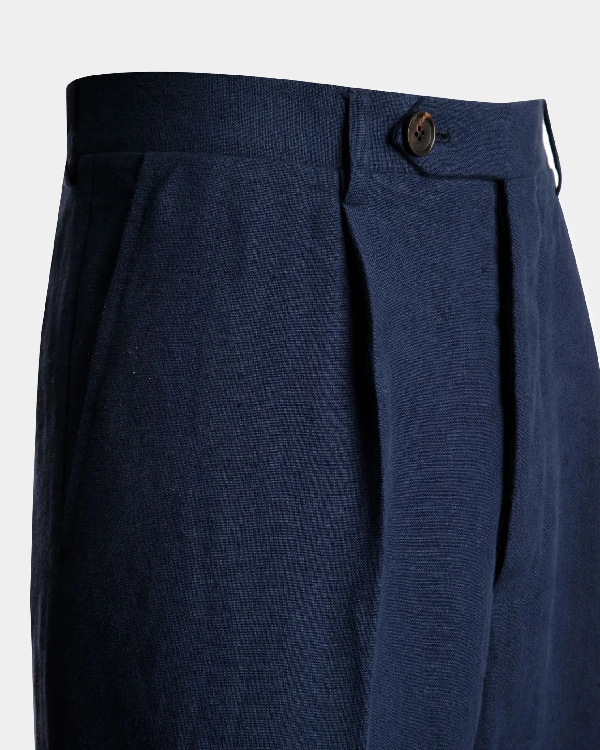 Hose Aus Leinen In Navy Blue