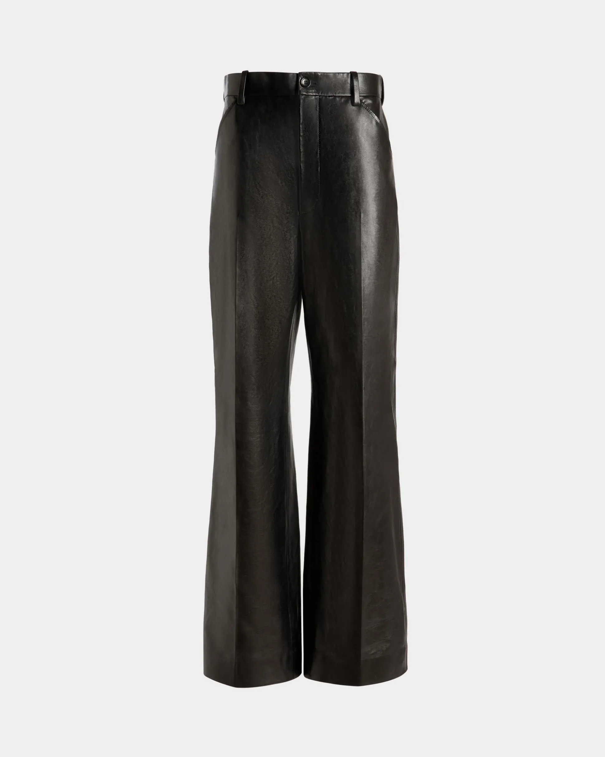 Hose Mit Hohem Bund Aus Schwarzem Leder