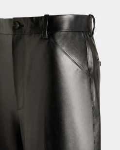 Hose Mit Hohem Bund Aus Schwarzem Leder