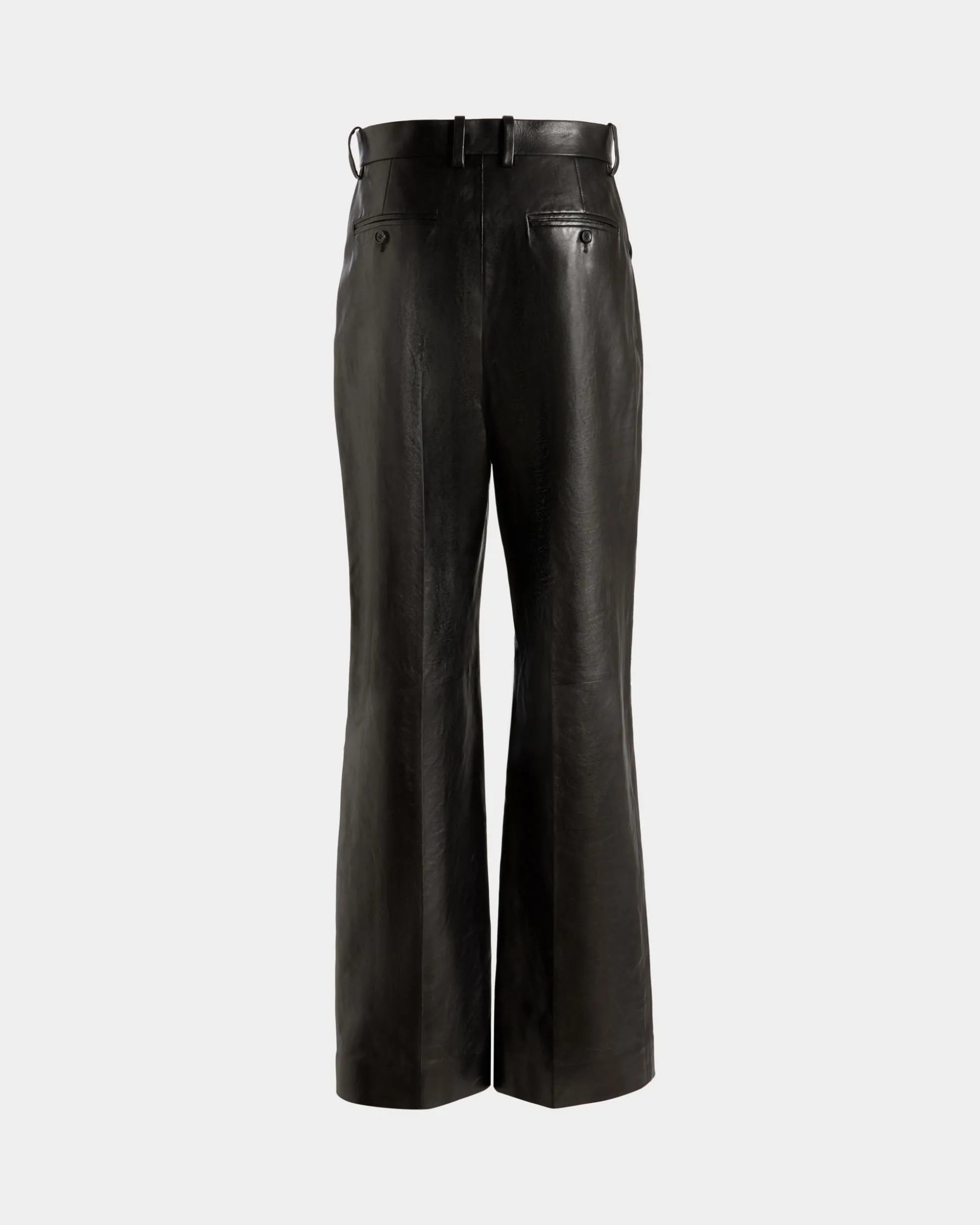 Hose Mit Hohem Bund Aus Schwarzem Leder