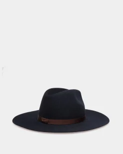 Hut Mit Breiter Krempe Aus Filz In Navy Blue