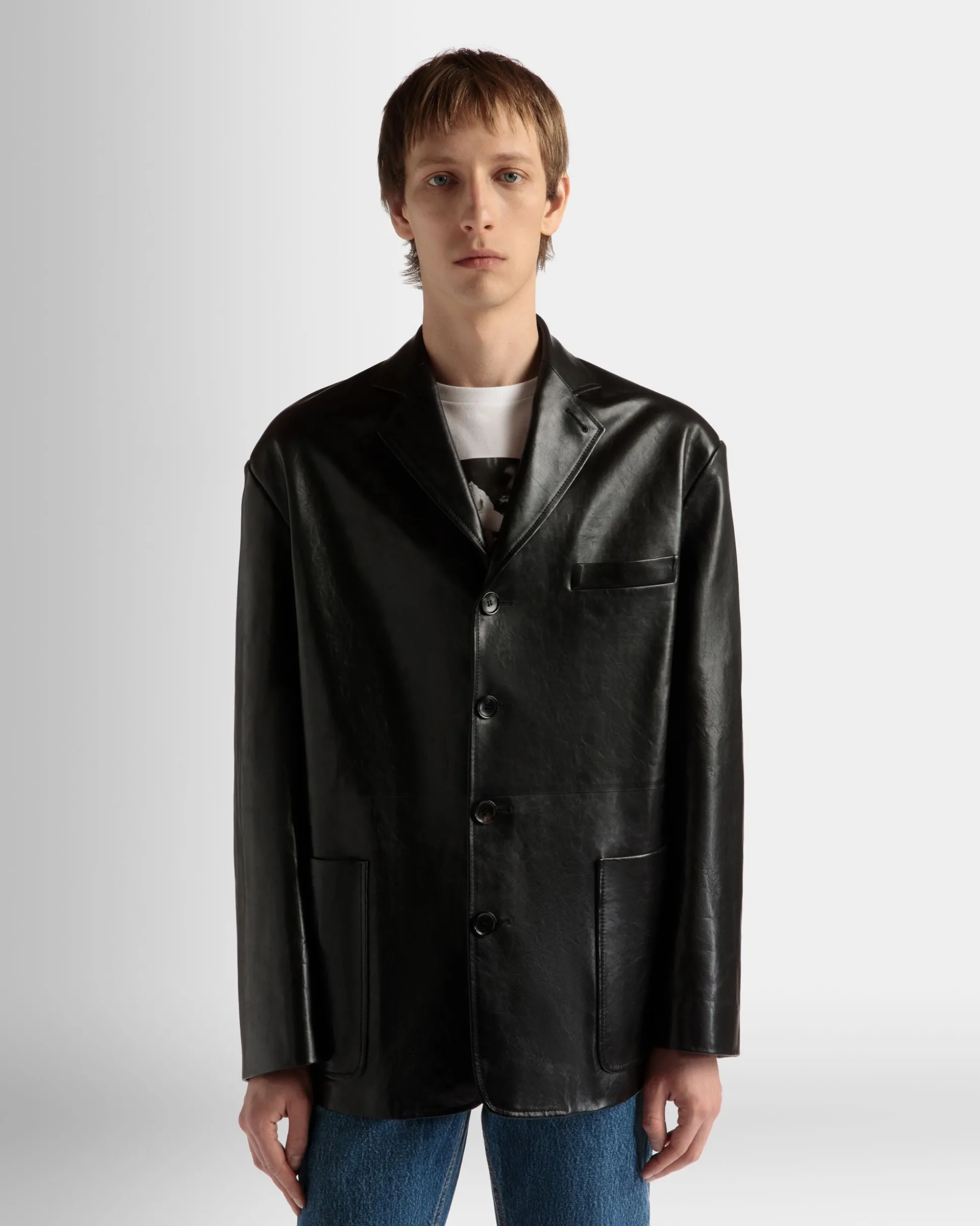 Jacke Aus Leder In Schwarz